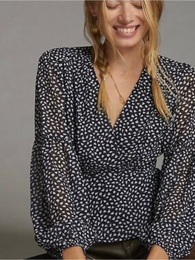 Porridge (Anthropologie) Puff-Sleeved Wrap Blouse
